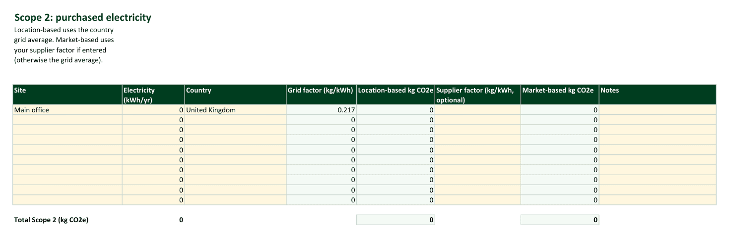 Free GHG Inventory Template (Excel)