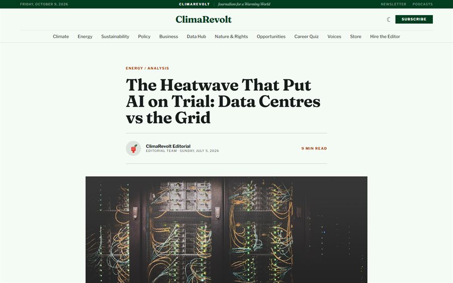 The heatwave and data centres article on climaRevolt